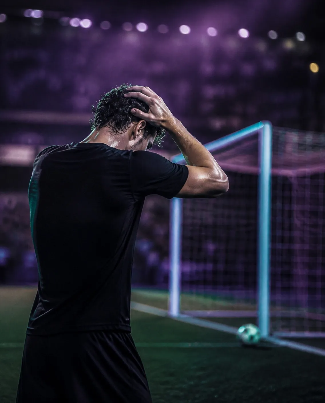 Un futbolista se lleva las manos a la cabeza después de fallar una ocasión